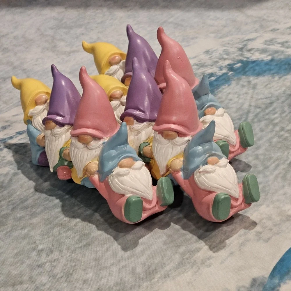 Pastel Spring Easter Gnome Figurines Set Of 3 Shelf Sitters